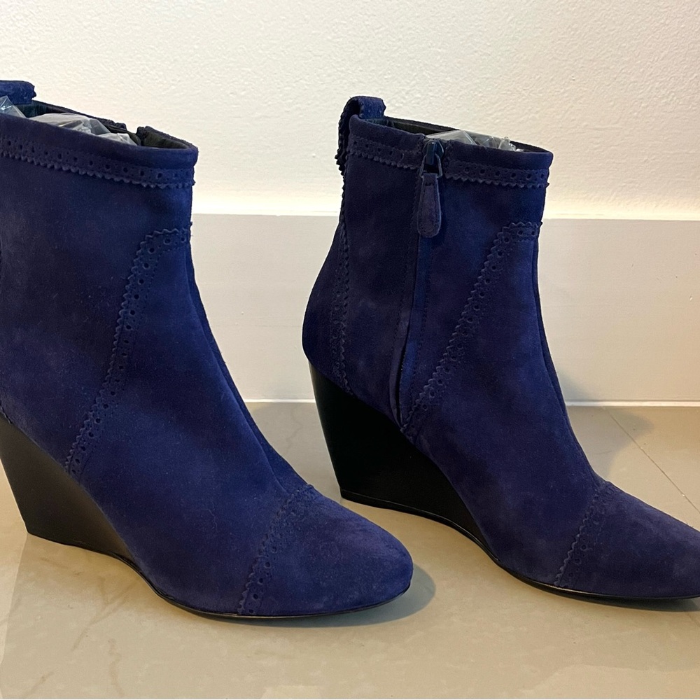 Balenciaga Blue Suede Ankle Boots
